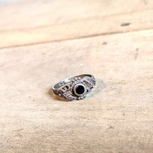 SOLD Antique Sterling Silver Black Onyx Ring - Size 7.5